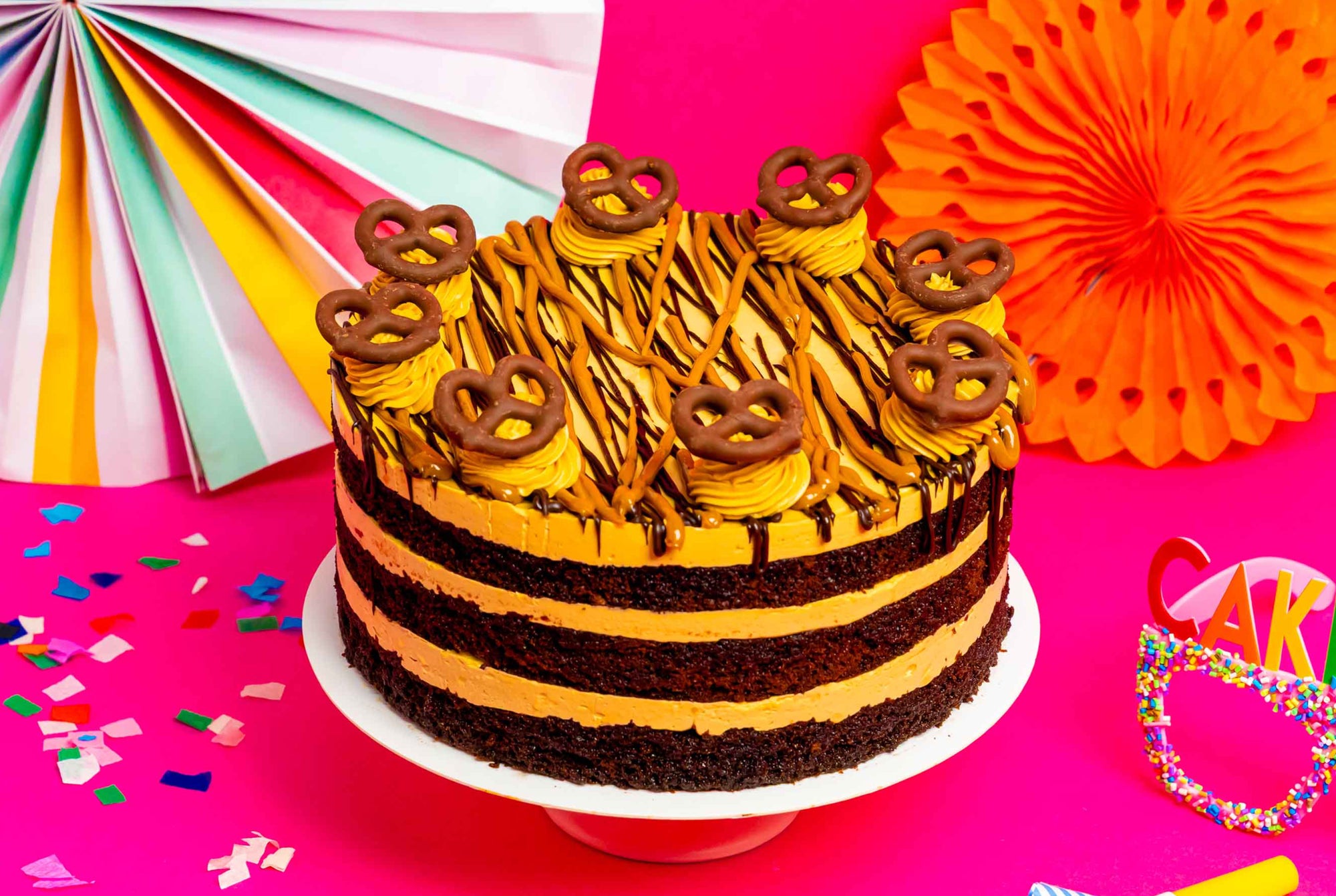 Salted Dulce de Leche Pretzel Cake